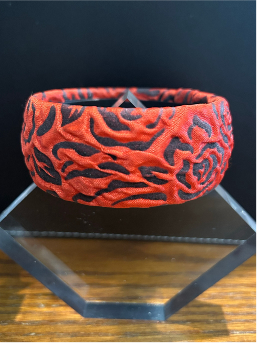 Women's Fabric Bangle Bracelet One Size Red Black